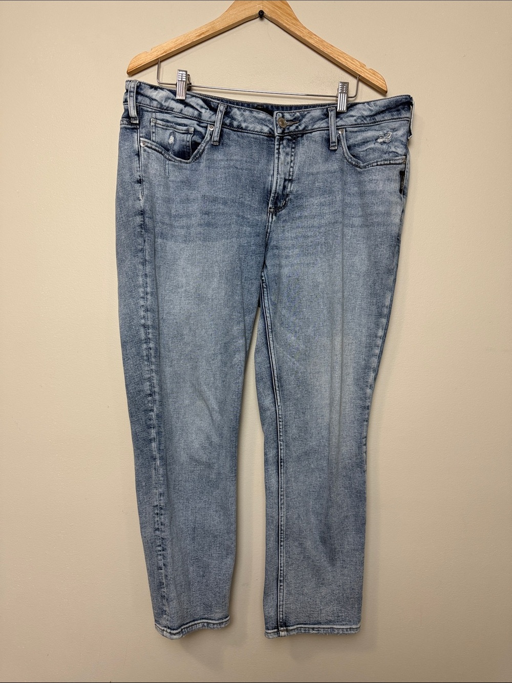 Silver Jeans Light Blue Cropped Straight Ankle Slim Jeans size 14